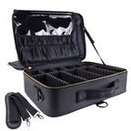 Oewoer Travel Makeup Train Case PU Leather Professional Makeup Case 16 with Adjustable Strap Portable Cosmetic Organizer Artist 