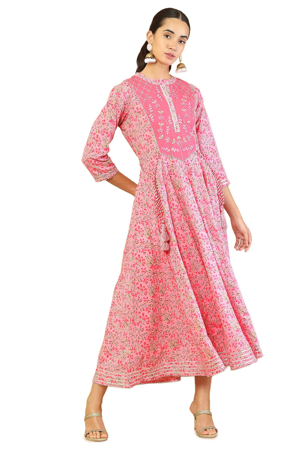Soch Women Pink Cotton Kurti
