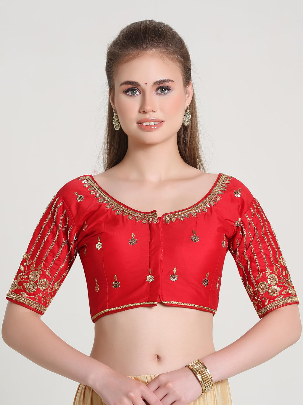 Pujia Mills WomenS Readymade Bridal Embroidery Blouse Multi Coding Maggam Work Moti Work Indian Ethnic Designer Stitched Readym