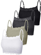 New 4 Pieces Women's Lace Cami Stretch Lace Half Cami Breathable Lace Bralette Top for Women Girls (Black, White, Medium)