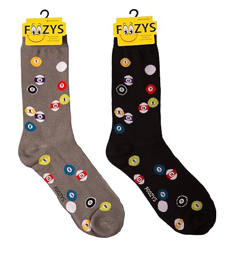 Foozys Men? Billiards Cool Sports Novelty Crew Socks | 2 Pair