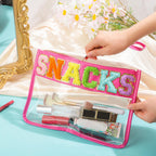 2 Pcs Chenille Letter Clear Zipper Pouch Clear Cosmetic Bag Clear Purse Clear Makeup Letter Bag Stadium Purse Bag Transparent Tr