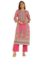 Libas Women'S Poly Crepe Printed Kurta Set (39007 Pink