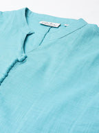 Idalia Sage Blue Cotton Anarkali Kurta
