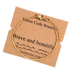JoycuFF Morse Code Bracelets for Women Brave and Beautiful Inspirational Birthday Mother's Day Christmas Gifts for Best Friend M