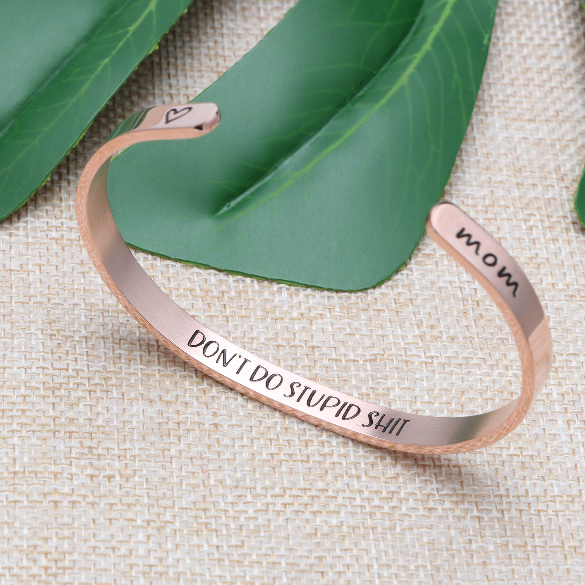 JoycuFF Christmas Gifts for Mom Mother Mommy Inspirational Cuff Bracelet Birthday Gifts for Mom Rose Gold Jewelry Mantra Mothers