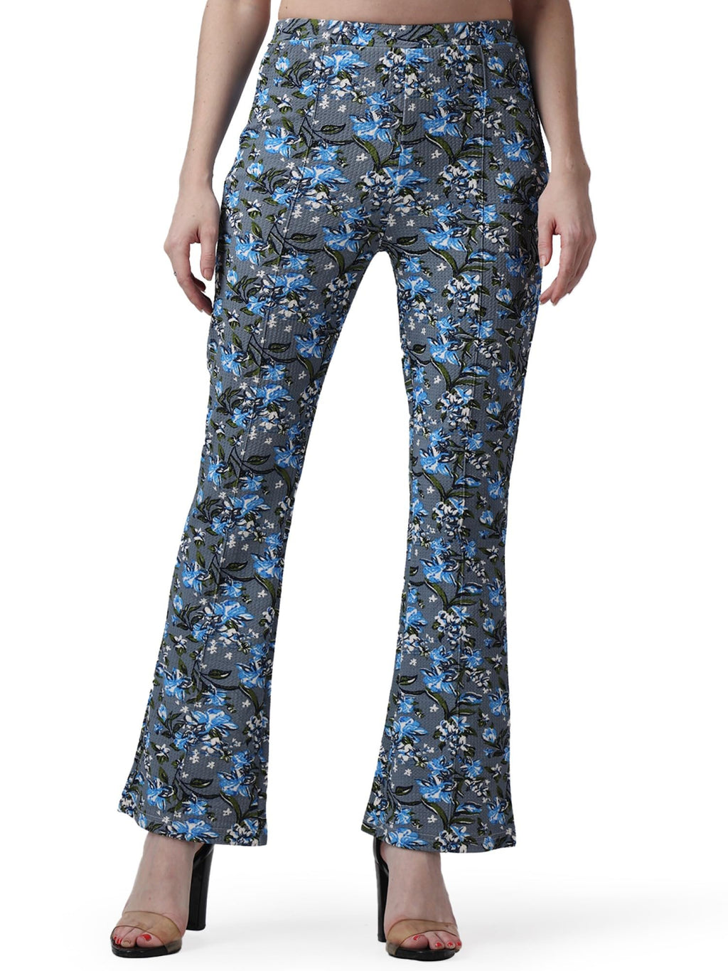 POPWINGS Casual Multi Colour Floral Print Bootcut Trouser for Women || Pull On Trouser for Women || Latest Stylish Western Regul