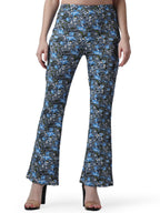 POPWINGS Casual Multi Colour Floral Print Bootcut Trouser for Women || Pull On Trouser for Women || Latest Stylish Western Regul