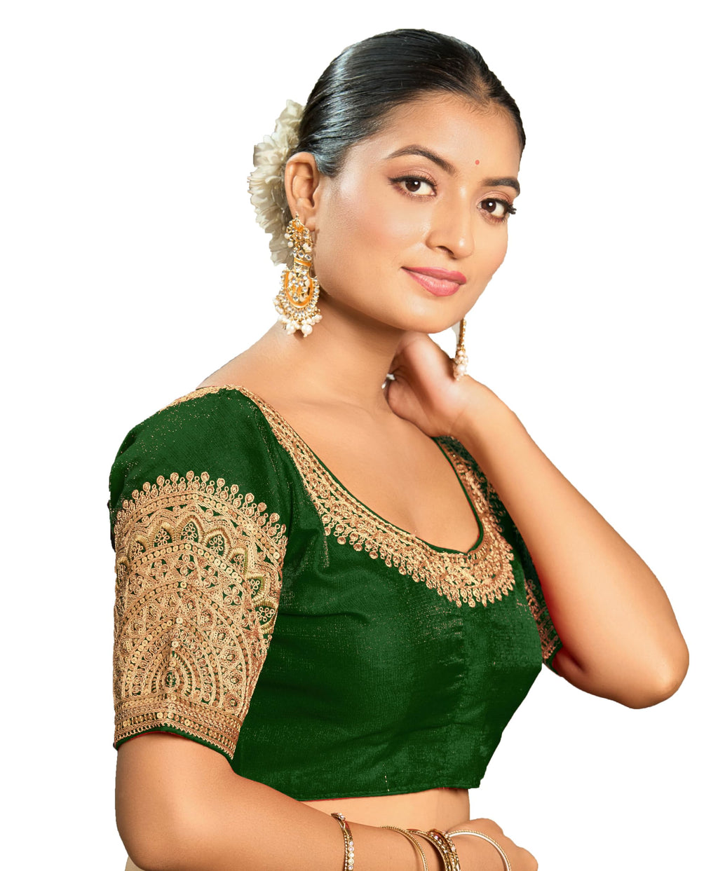 Pujia Mills WomenS Readymade Blouse Embroidery Multi Coding Dull Golden Sequence Work Indian Ethnic Designer Stitched Readymade