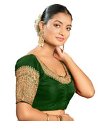 Pujia Mills WomenS Readymade Blouse Embroidery Multi Coding Dull Golden Sequence Work Indian Ethnic Designer Stitched Readymade