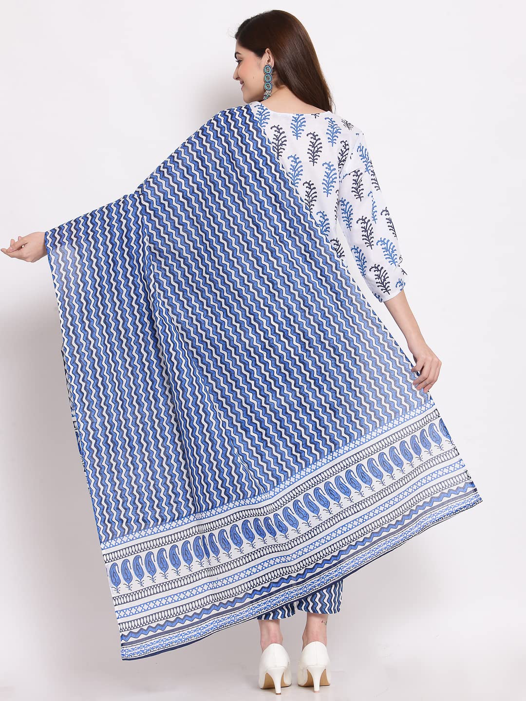 Anni Designer Women'S Cotton Straight Kurta With Pant & Dupatta (Kptd-Cot-10018-White)