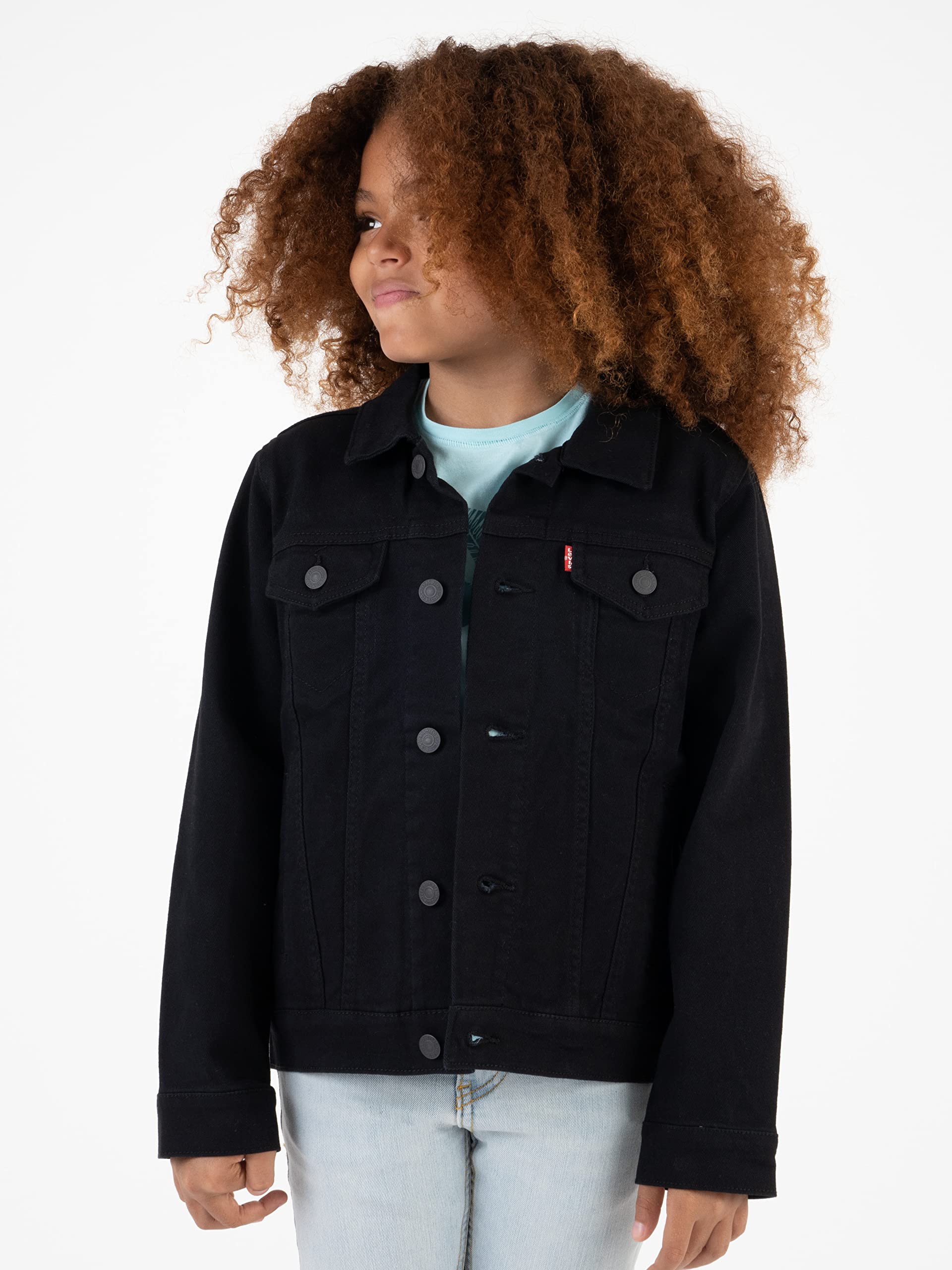 Levi's Boys' Denim Trucker Jacket, Black, L
