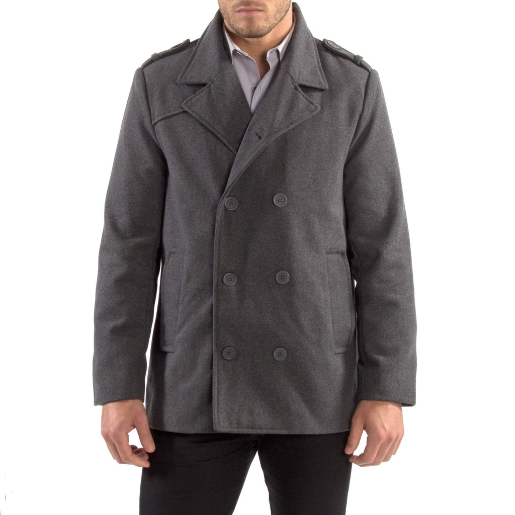 Alpine Swiss Men's Double Breasted Wool Peacoat Dress Jacket,Gray,X-Large