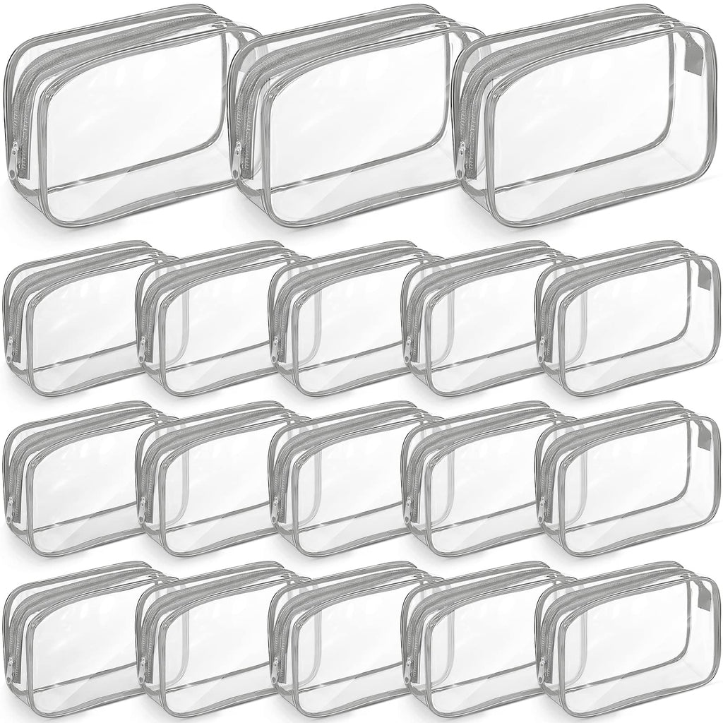 Saintrygo 18 Pack Clear Makeup Bags 7 x 5 PVC Cosmetic Bag Plastic Zippered Pouches Portable Toiletry for Women Men Travel Vacat