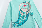Popshion Little Girls Mermaid Pajamas Set Children Christmas PJs 100% Cotton Sleepwear Size 2 to 7 Years(Mermaid-30 10T)