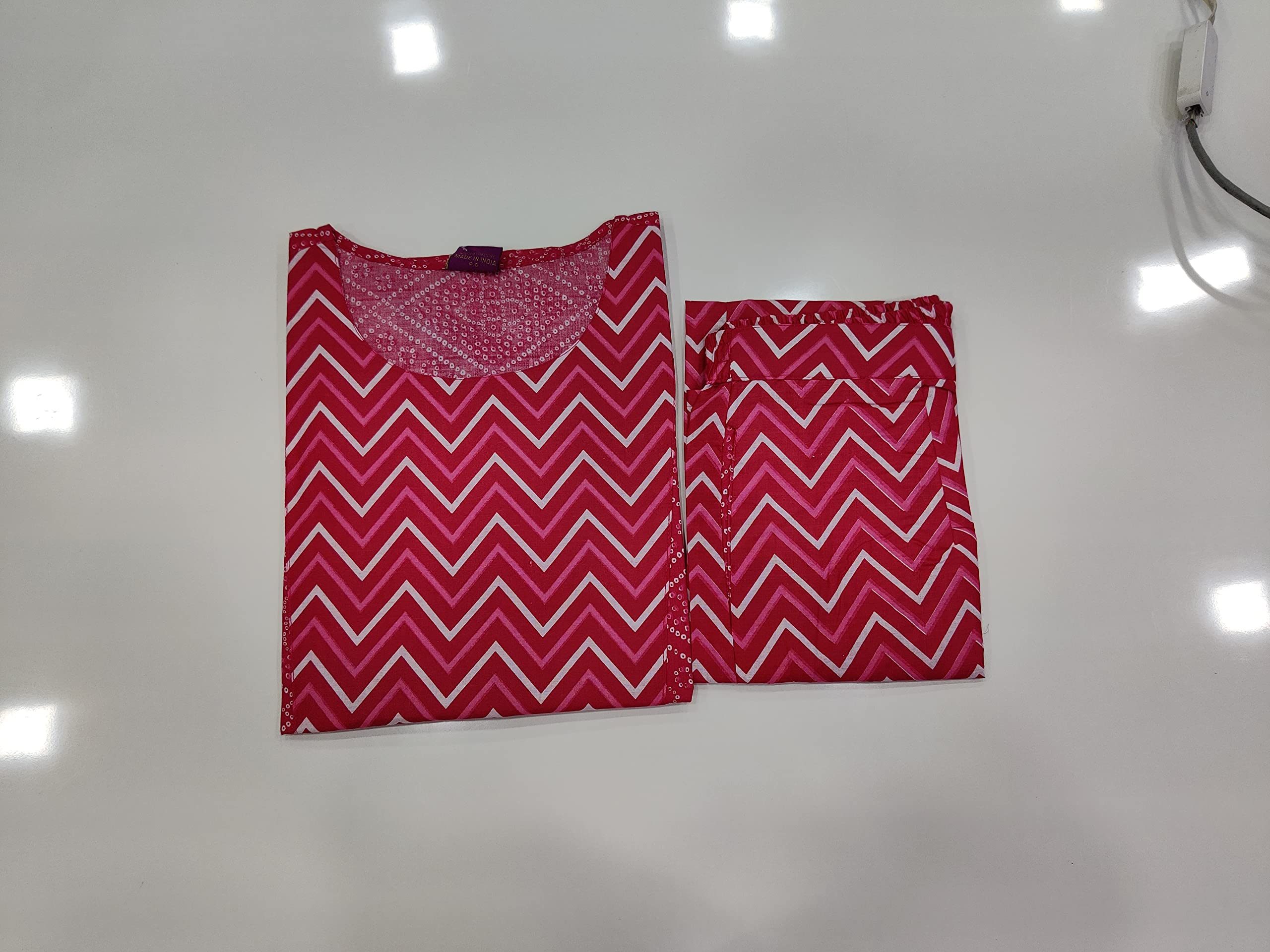 Gosriki Women'S Cotton Blend Printed Straight Kurta With Palazzo (Pimpli 01-Go)