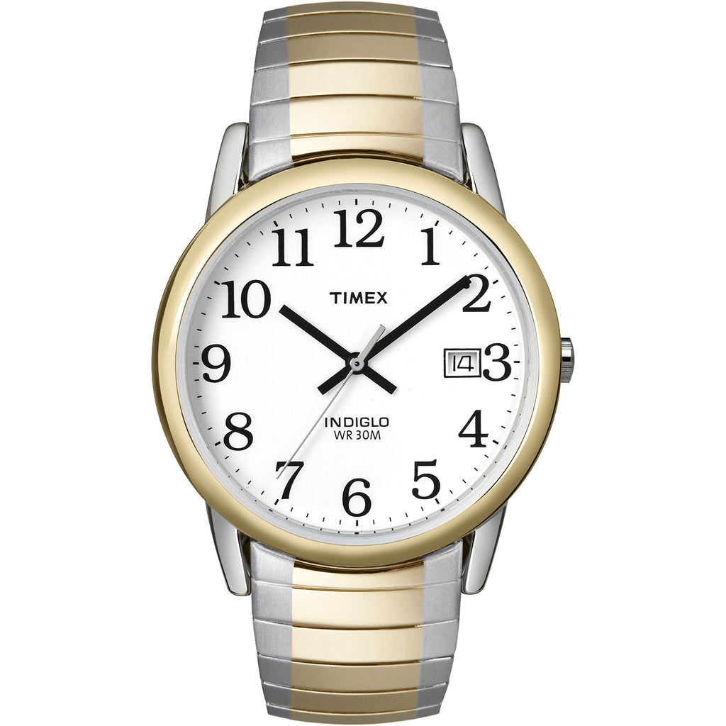 Timex Men's Easy Reader 35mm Watch - Two-Tone Case White Dial with Two-Tone Tapered Expansion Band