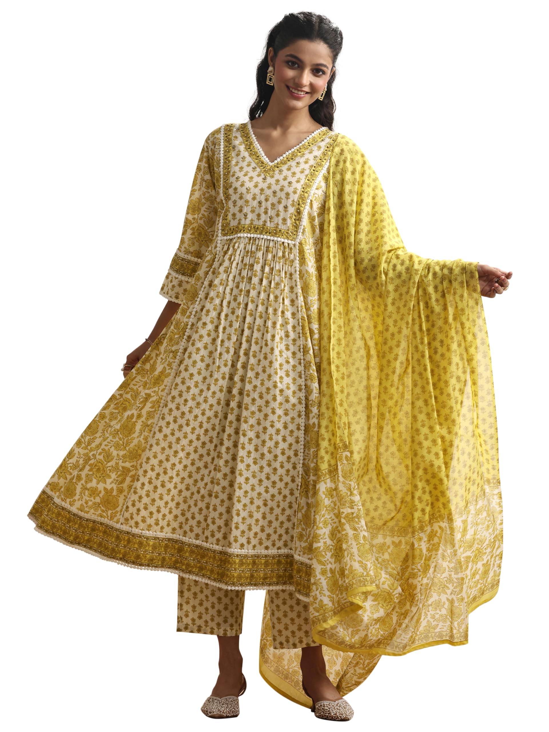 Libas Printed Cotton Blend Anarkali Kurta For Women (99943Xxl)