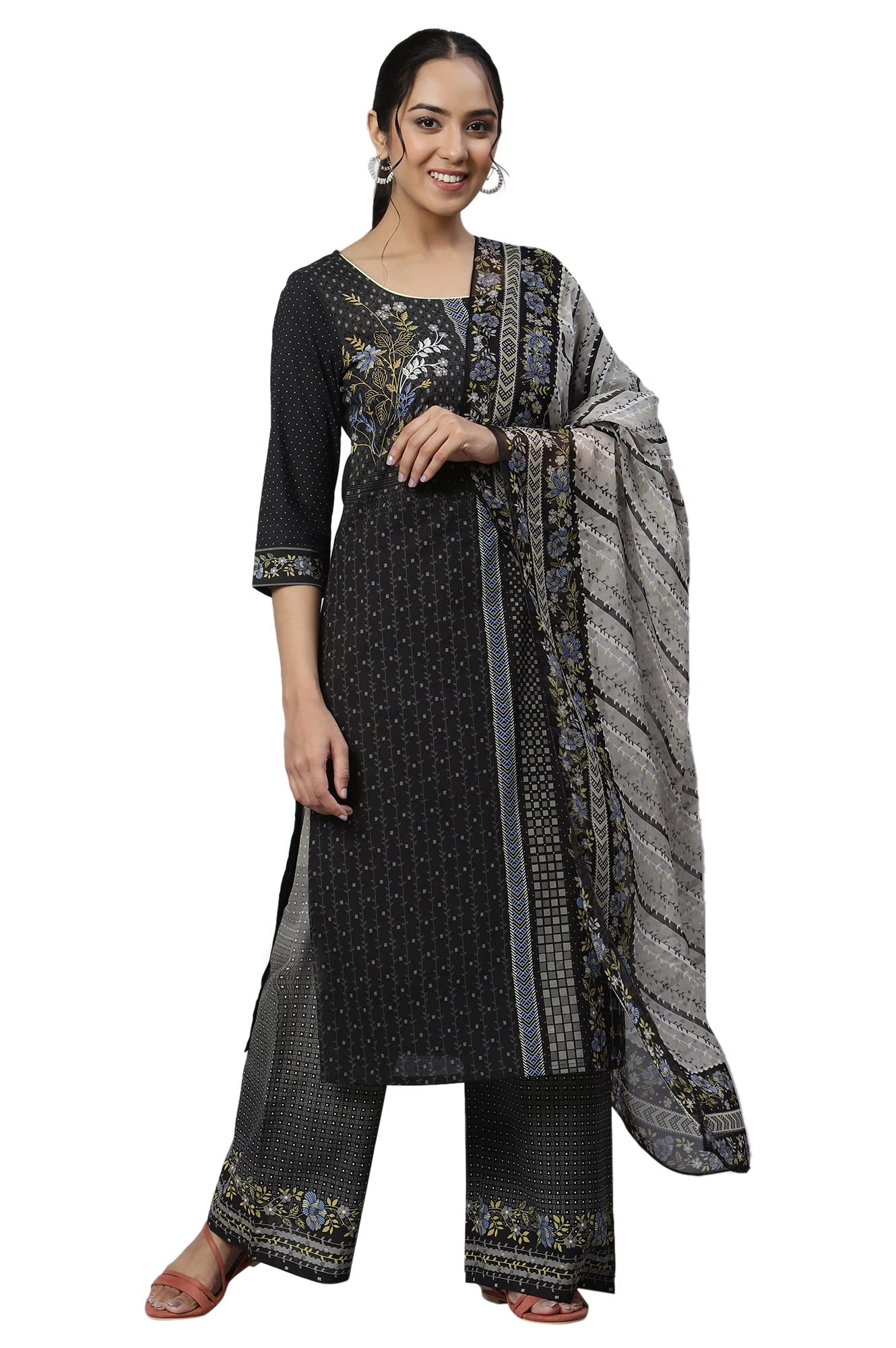Aurelia Women Black Printed Kurta With Straight Palazzo And Dupatta_22Auas13383-504103_L