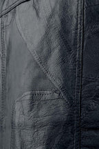 Giovanni Navarre Mosaic Leather Biker Vest Black, Black, L, Large