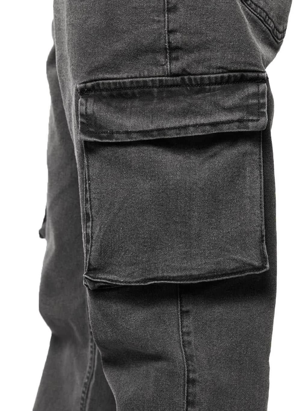 The Souled Store Solids: Ash Grey (Straight Fit) Mens and Boys Regular Fit Solid Cottonblend Grey Color Men Cargo Jeans