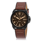 Fossil Men's Bronson Quartz Stainless Steel and Leather Three-Hand Watch, Color: Black, Dark Brown (Model: FS5938)