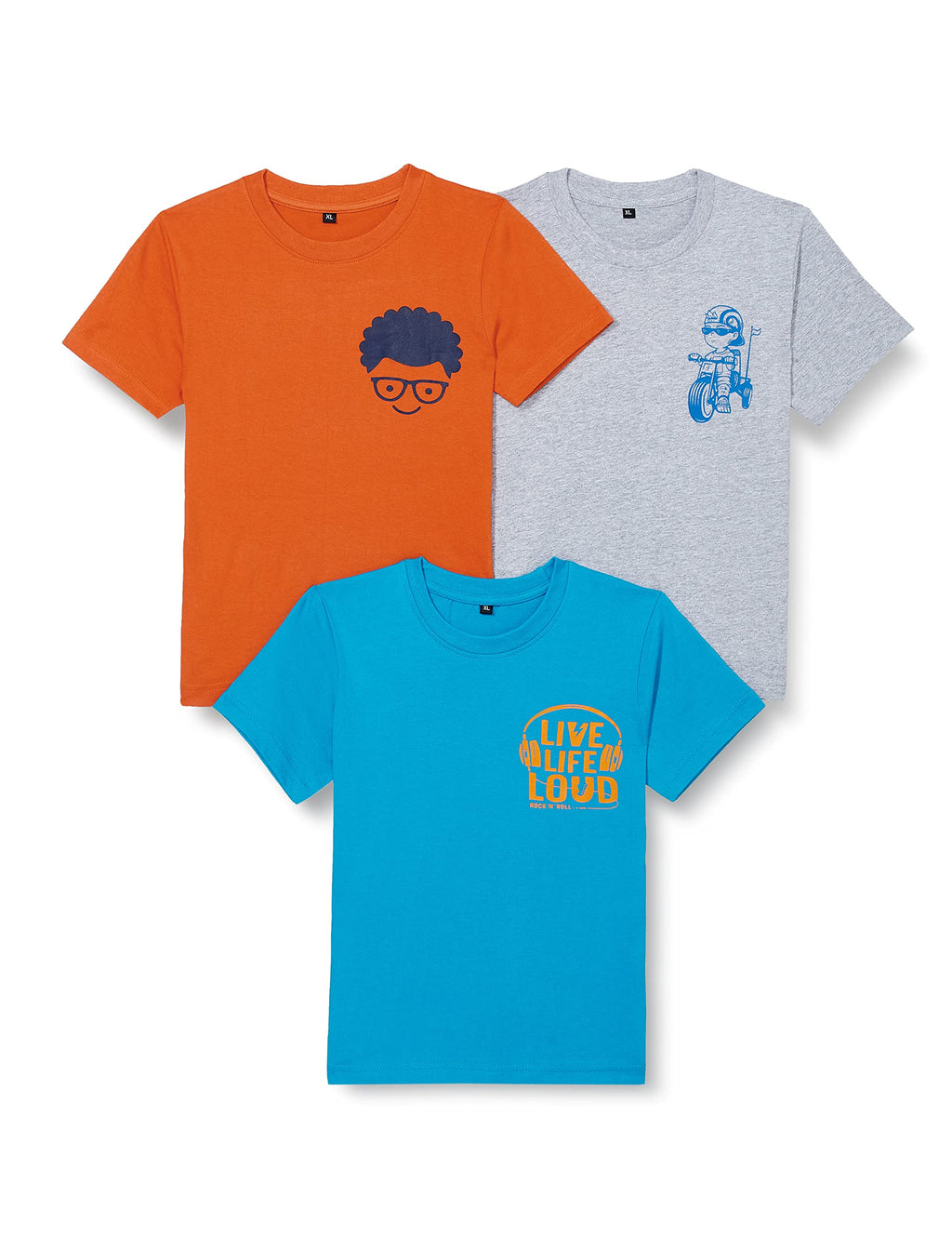 T2F Boys Cotton Solid Regular Fit T-Shirt (Pack of 3)