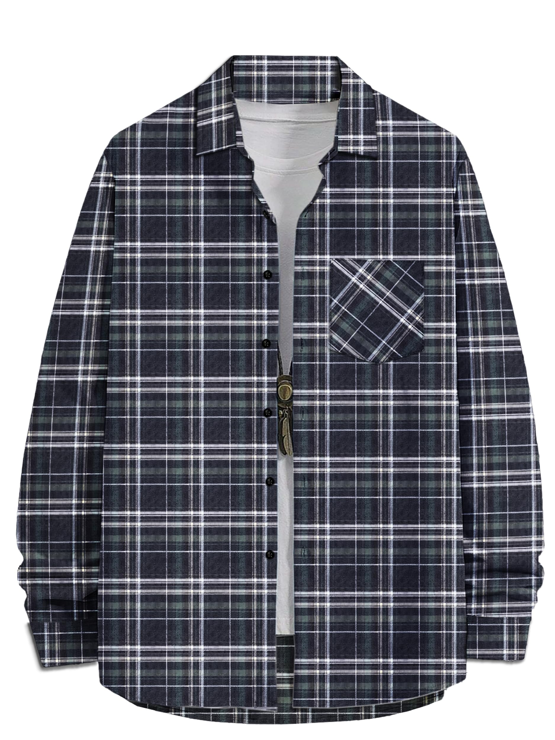 Noble Monk MenS Regular Long Sleeve Cotton Check Shirt | Casual Shirt With Spread Collar
