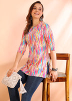 Dsk Studio Poly Rayon Short Kurti For Women & Girls Pink