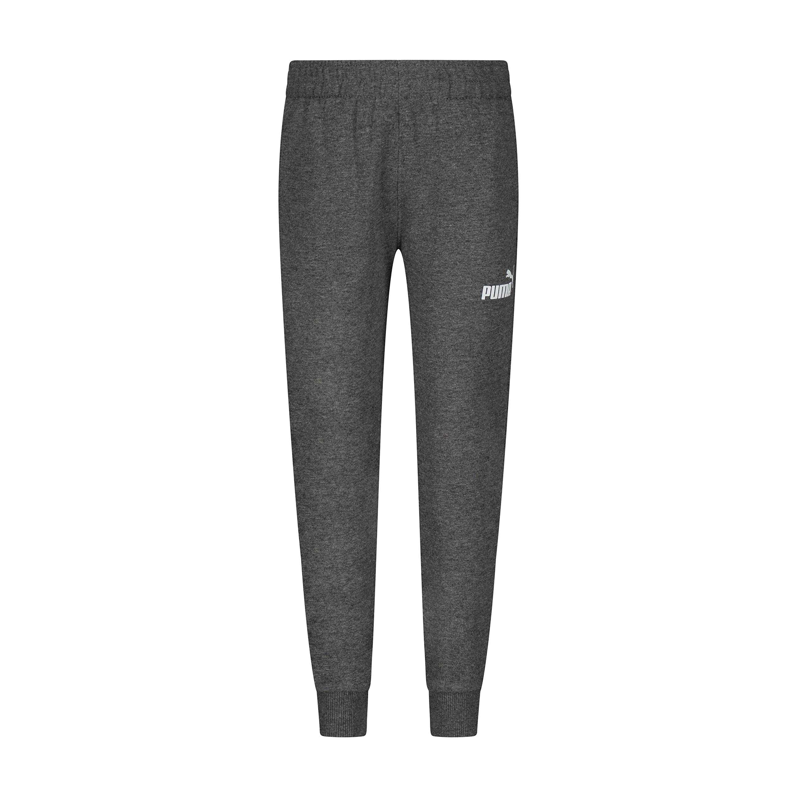 PUMA Boys' Core Logo Jogger, Side Seam Pockets, Elastic Waistband, Pull On Pant, Charcoal Grey, 4