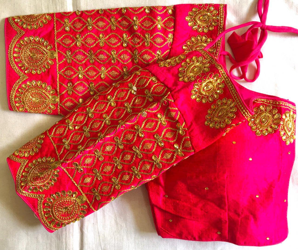 Vihu Fashion WomenS Silk Embroidery Coding Multi Work Readymade Saree Blouse