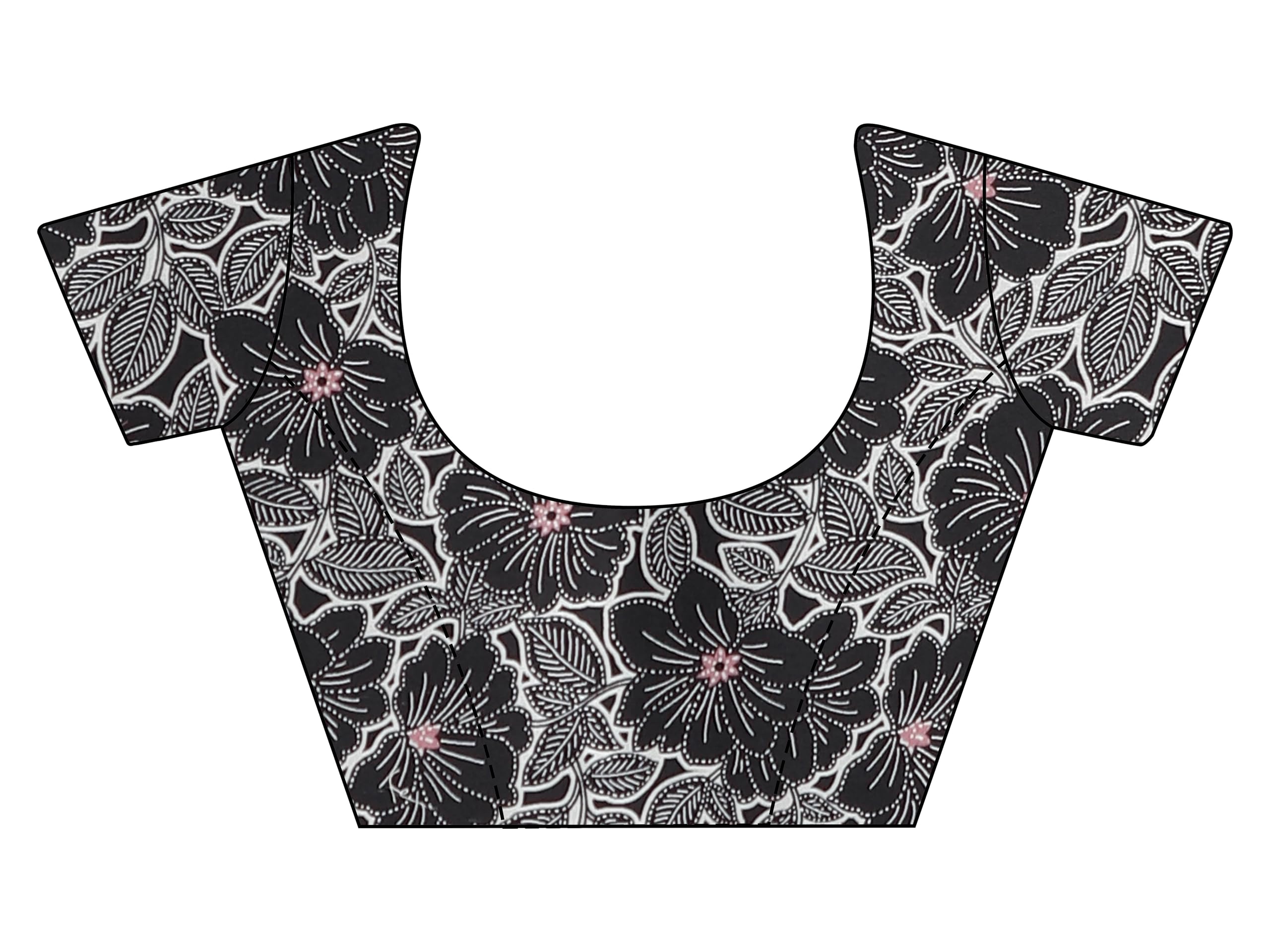 Womanista Womens Satin Two Way Floral Black Saree With Un-stitched blouse