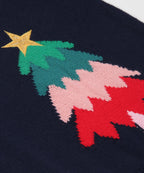 Beebay Kids Unisex Navy Blue X-Mas Tree Crew-Neck Sweater | Soft Cotton Fabric | Round Neck | Boys & Girls