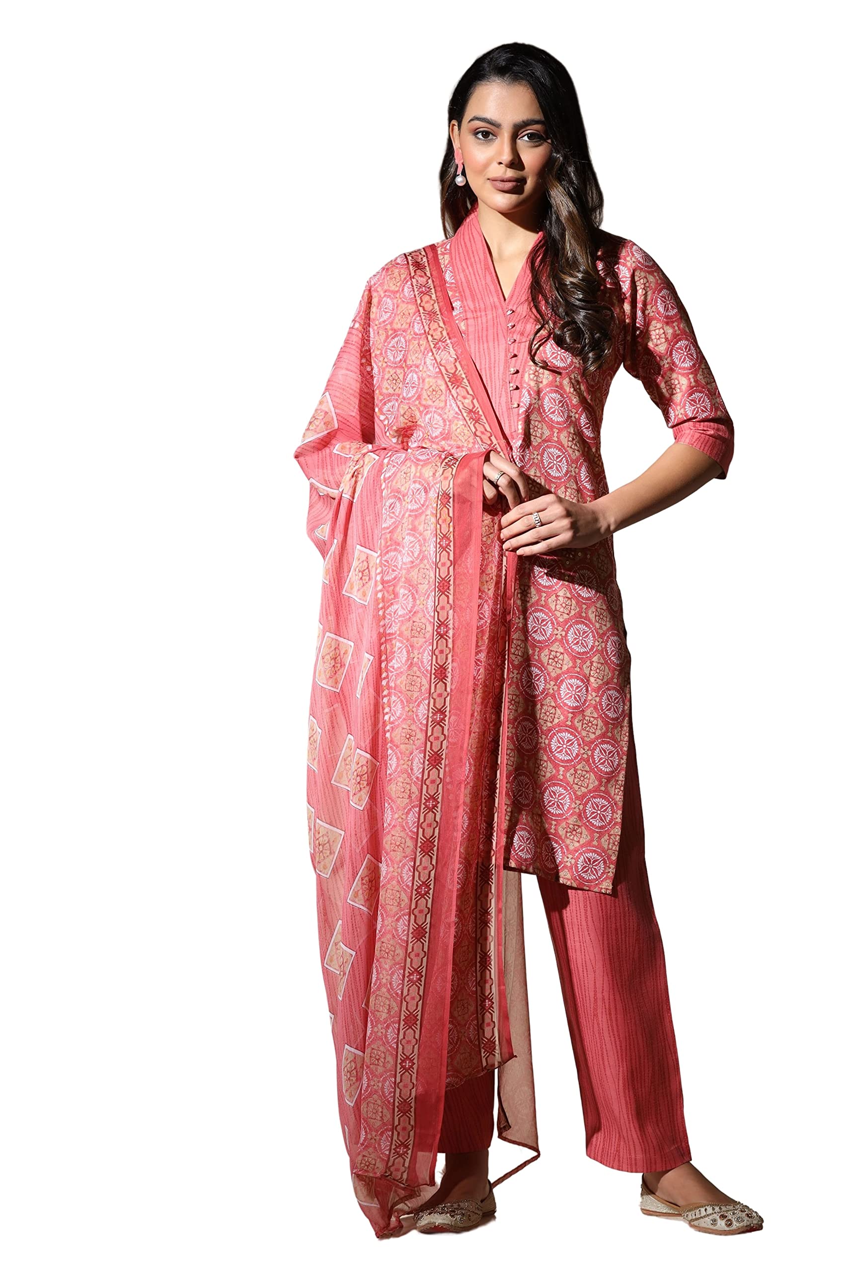 Om Sai Latest Creation Kurta Set For Women || Cotton Fully Stitched Geometric Style Hand Block Printed Straight Kurta With Print