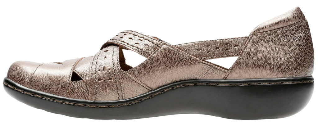 Clarks Women's Ashland Spin Q Slip-On Loafer, Pewter, 9 Wide