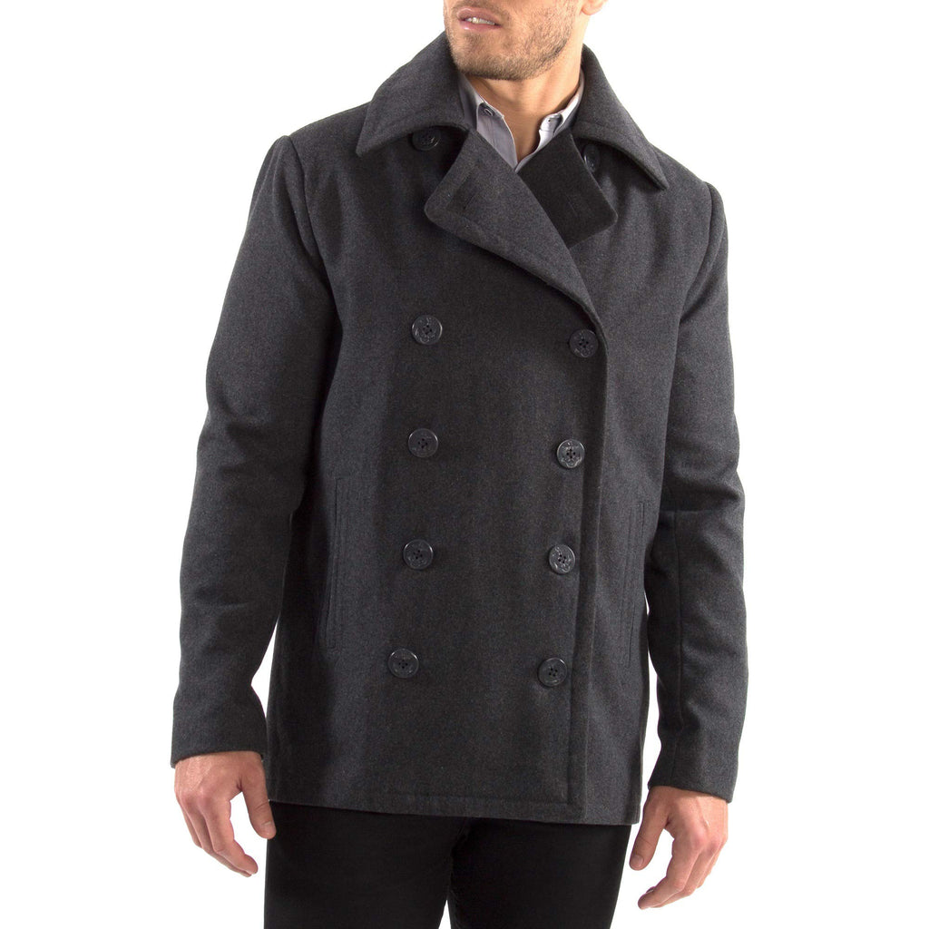 Alpine Swiss Mason Mens Wool Blend Classic Pea Coat Gray Medium