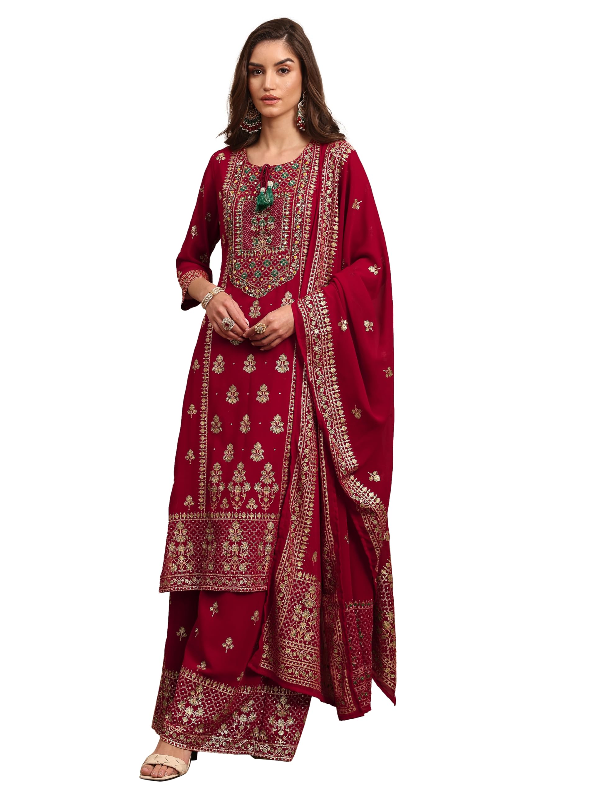Libas Embroidered Georgette Straight Kurta For Women (51861Xl)