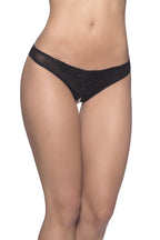 Oh La La Cheri Women's Crotchless Pearl Thong 2066 1X Black