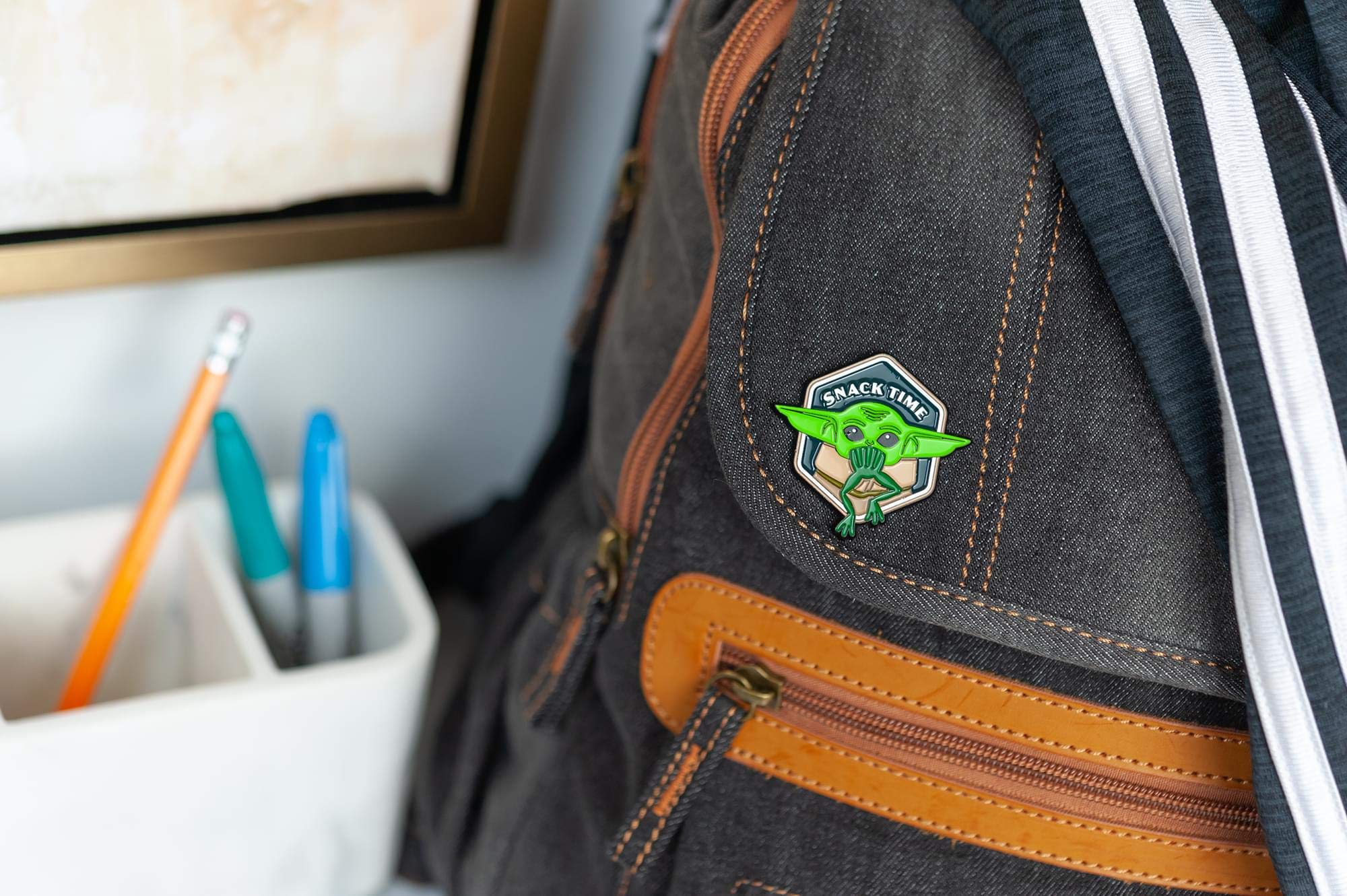 Star Wars: The Mandalorian The Child Collector Pin | Official Star Wars Collectible Enamel Pin | Baby Yoda At Snack Time | Measu