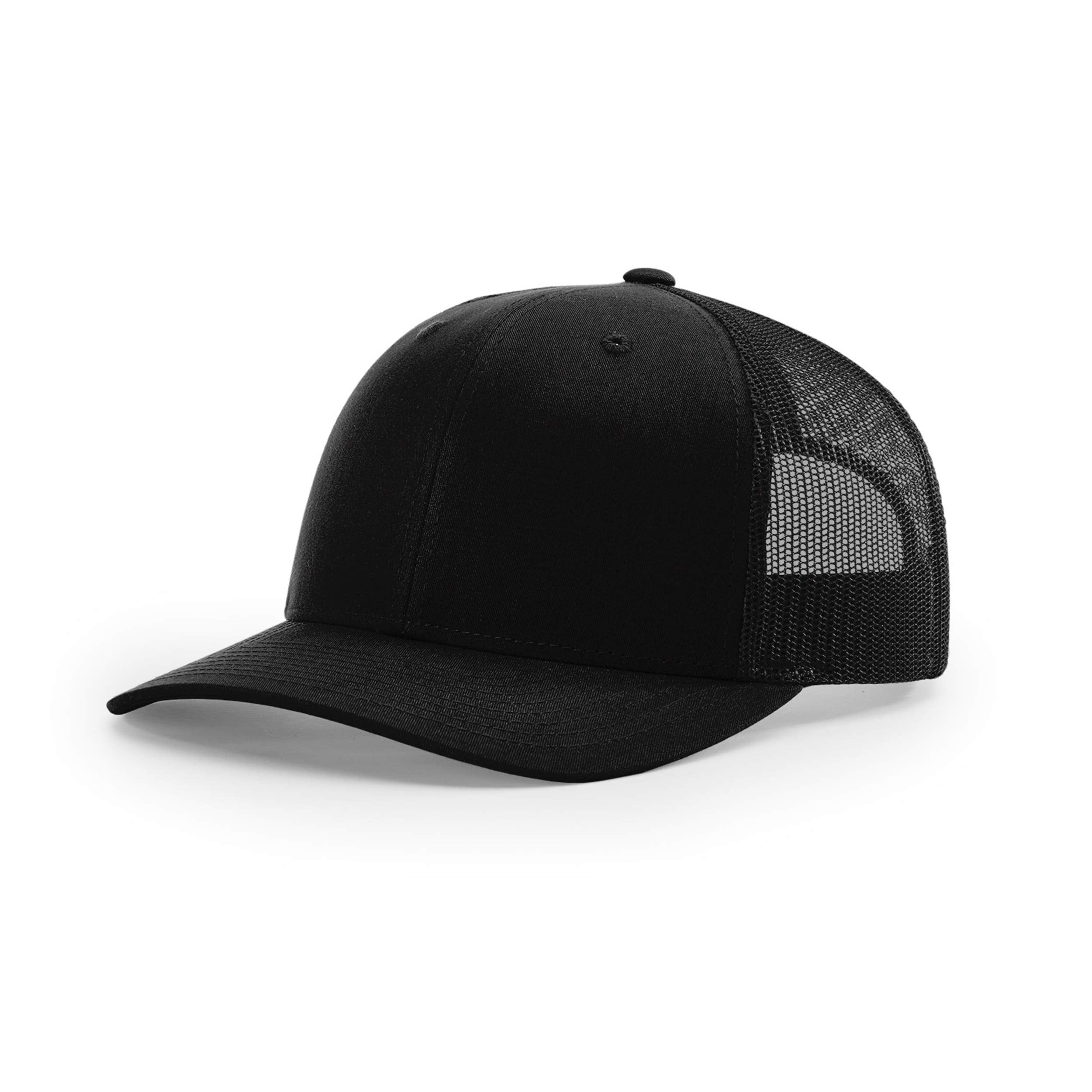 Richardson Unisex 112 Trucker Adjustable Snapback Baseball cap, Solid Black, One Size Fits Most