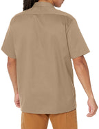 Dickies Mens Big and Tall Short Sleeve Work Shirt, Khaki, Small