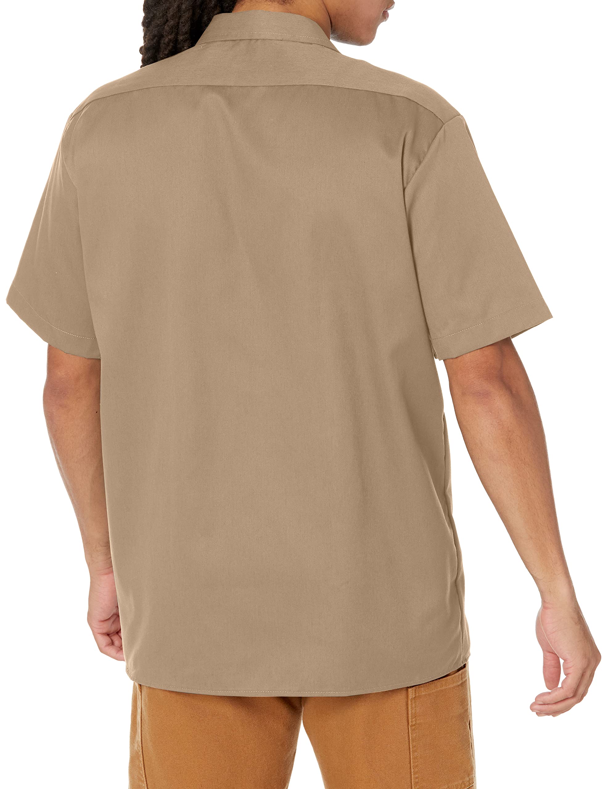 Dickies Mens Big and Tall Short Sleeve Work Shirt, Khaki, Small