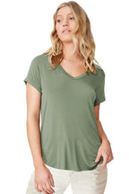 Fabricorn Combo Of Plain Sage Green And Mustard Yellow V- Neck Up And Down Cotton Tshirt For Women (Sage Green And Mustard Yello