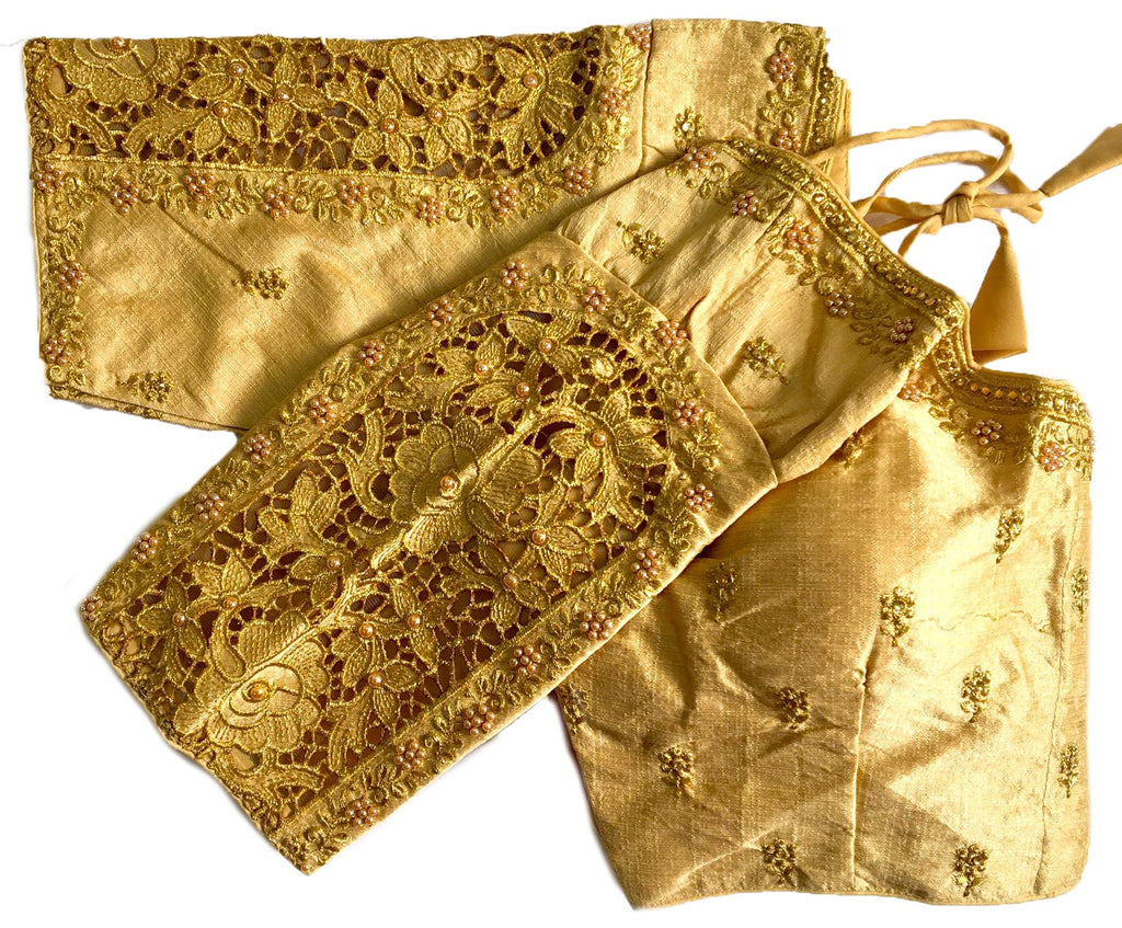 Vihu Fashion WomenS Flower Embroidery Sleeves Cut Work Readymade Saree Blouse