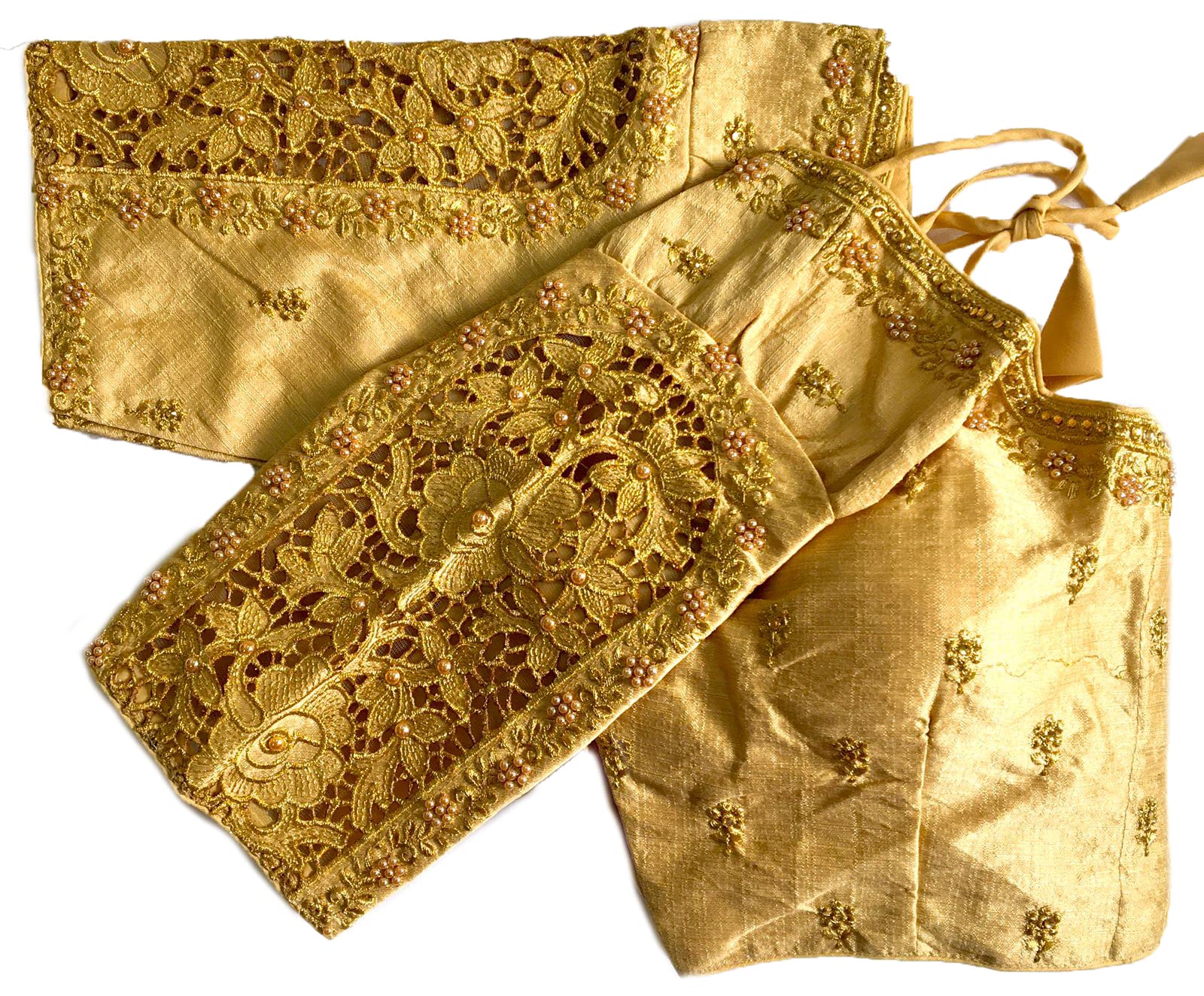 Vihu Fashion WomenS Flower Embroidery Sleeves Cut Work Readymade Saree Blouse