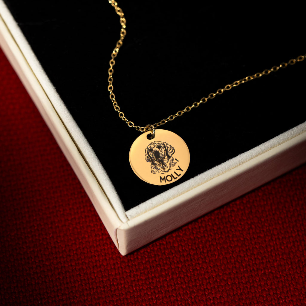 MignonandMignon Personalized Dog Necklace for Women Memorial Gifts for Mom Pet Portrait Custom Cat Name Unique Animal Picture Ch