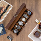 ProCase Watch Box for Men, 6 Slot Mens Watch Case, Watch Storage Watch Holder Organizer for Men, Watch Display Case With Glass L