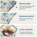 ZLFSRQ Flower Makeup Bag for Women Girls Travel Cute Floral Cosmetic Bags Large Cosmetic Pouch Purse with Zipper Portable Toilet