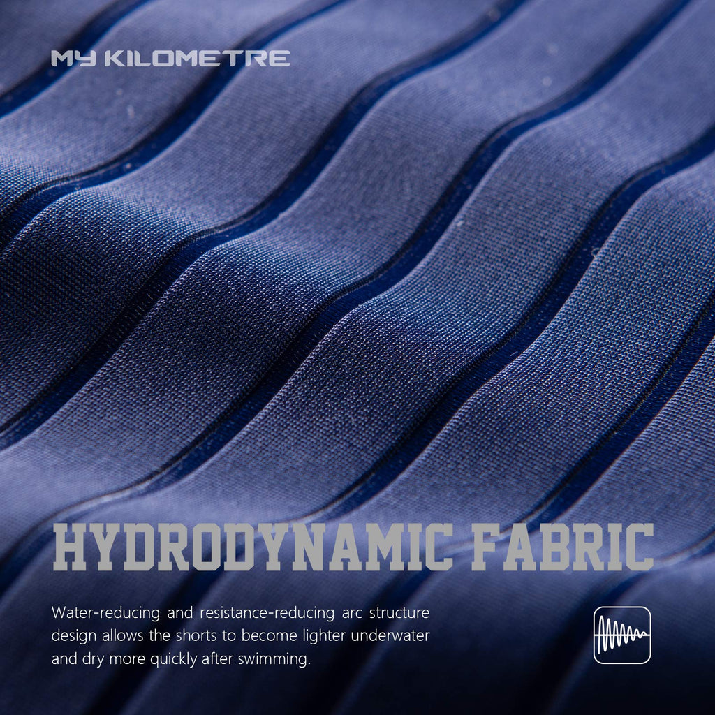 MY KILOMETRE Men's Swimsuit Jammer Solid Swim Jammers Endurance Long Racing Training Swimsuit Navy