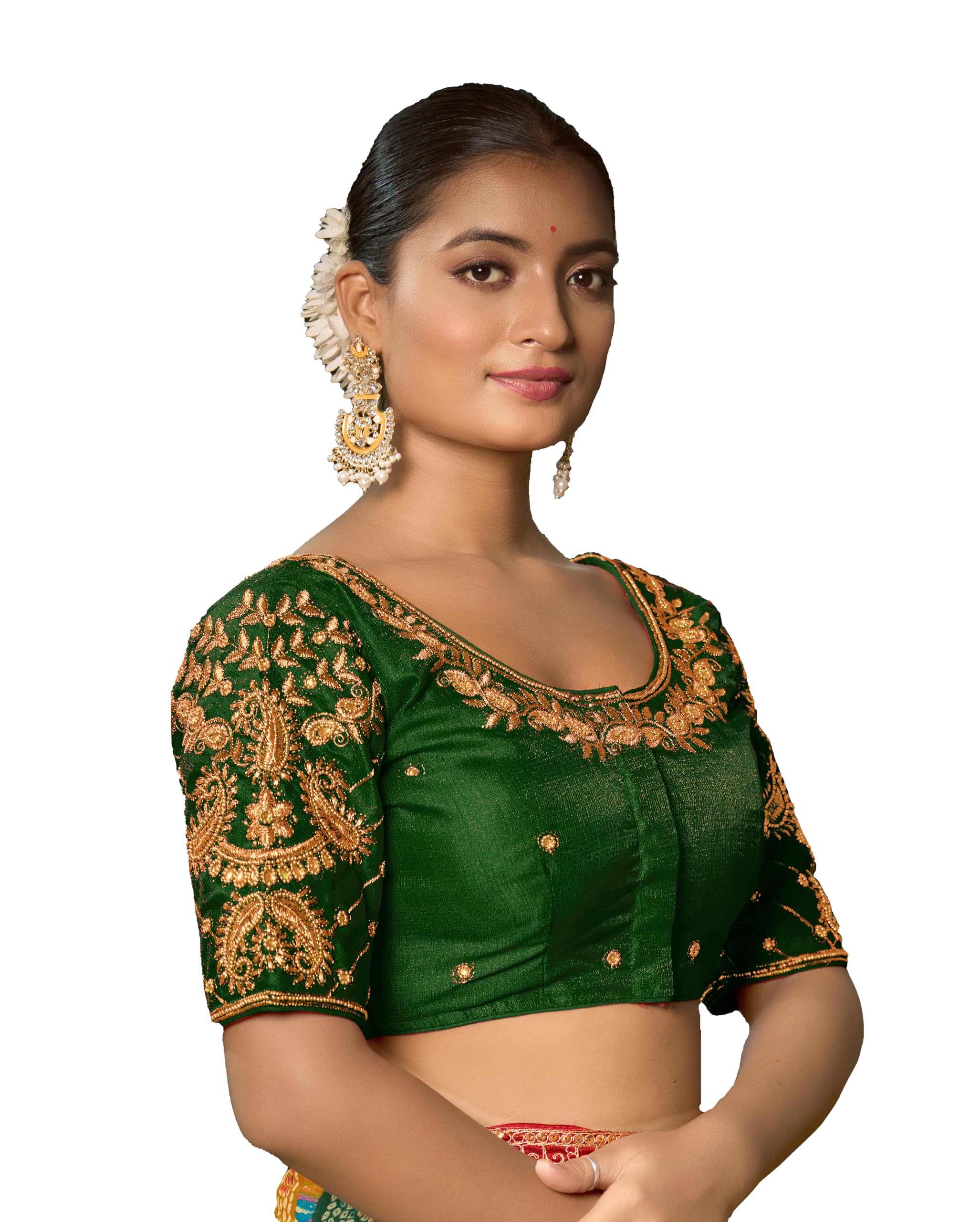 Pujia Mills WomenS Readymade Blouse Embroidery Multi Coding Maggam Work Sequence Work Indian Ethnic Designer Stitched Readymade